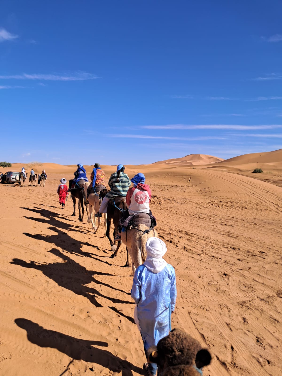 Paseo en camello al atardecer por las dunas del Erg Chebbi en Merzouga, Marruecos